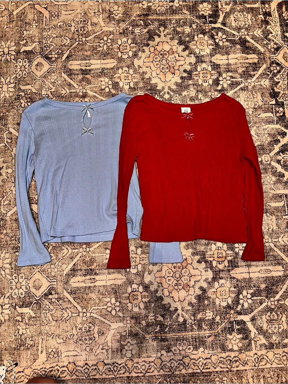 Gap Girls Size 4 Years long Sleeve Top Set Red & Blue